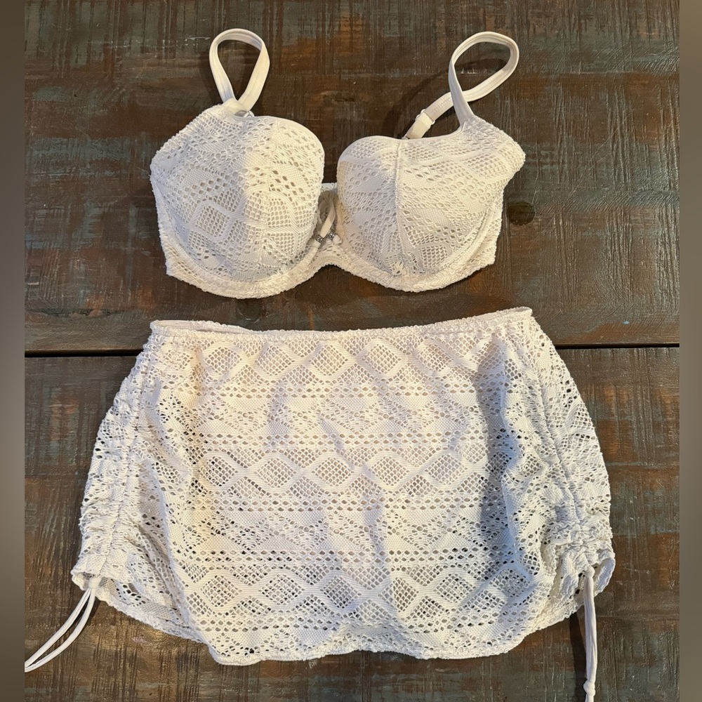 Bare Necessities White Lace Swimsuit 34G